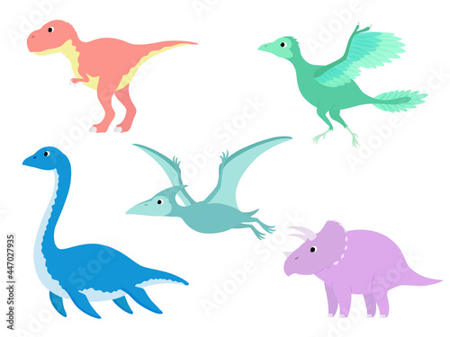 シンプルな恐竜のイラストセット