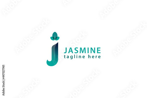 Letter J blue color 3d creative natural business logo