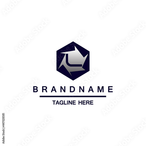 Letter L Logo Illustration Template. With Hexagonal shape. Polygonal style.