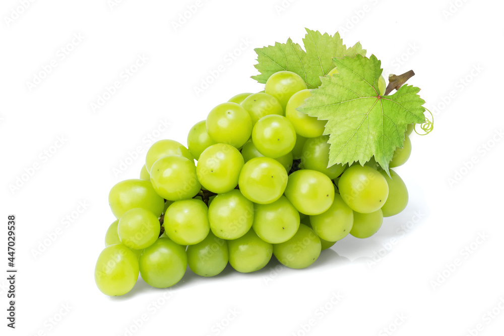 bunch of green grapes isolated on white. bunch of green grapes isolated on white.