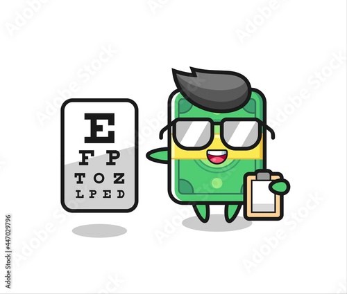 Illustration of money mascot as an ophthalmology