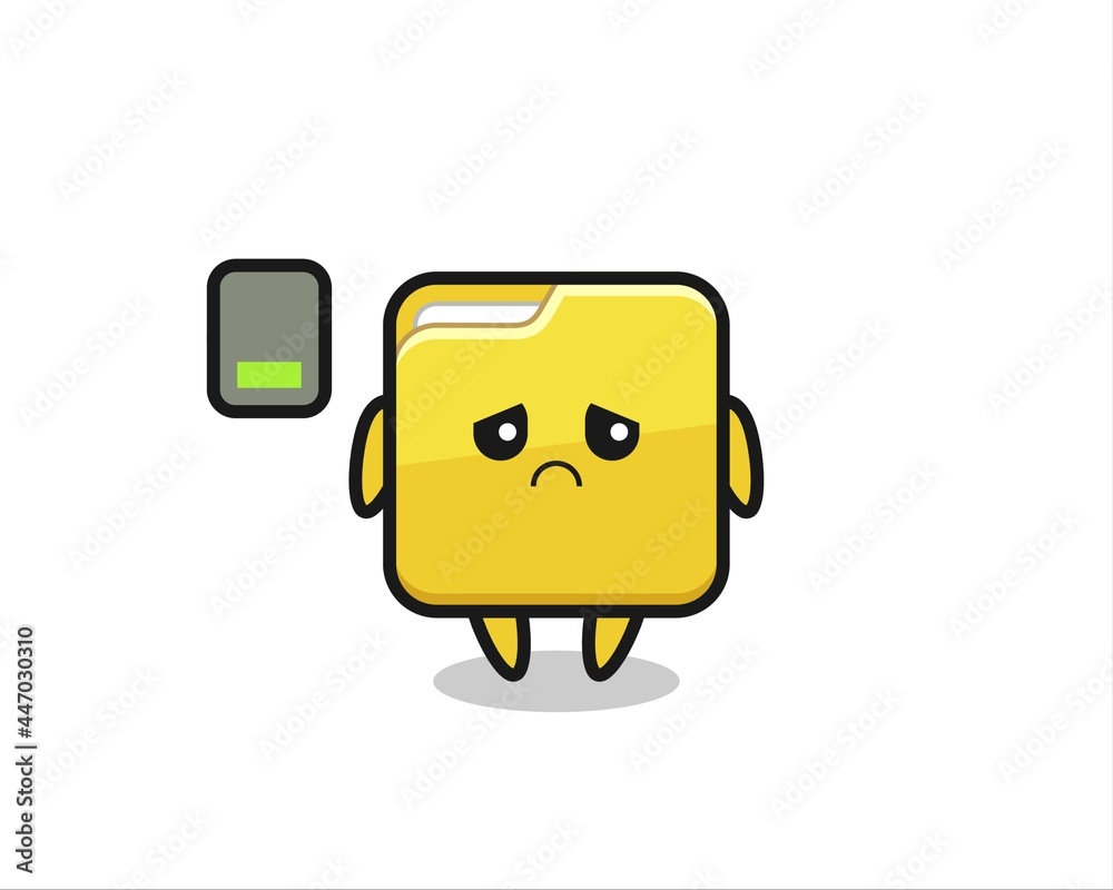 folder mascot character doing a tired gesture folder mascot character doing a tired gesture