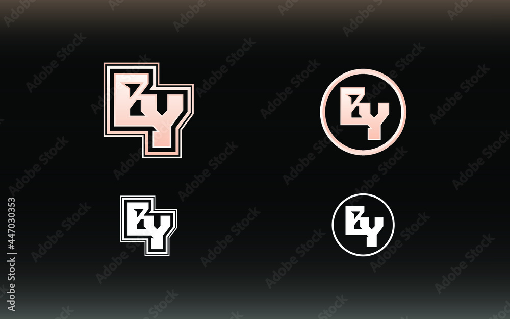 BY letter logo with gaming style and contemporary colors BY letter logo with gaming style and contemporary colors