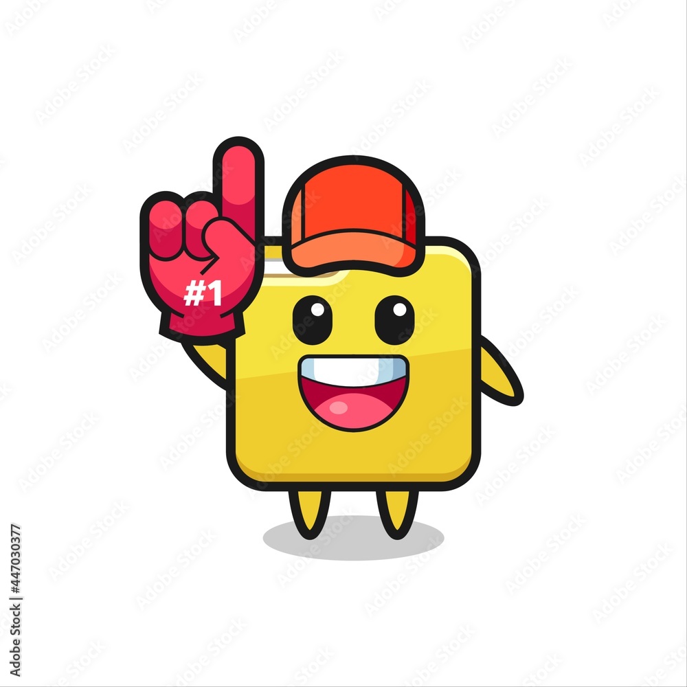 folder illustration cartoon with number 1 fans glove folder illustration cartoon with number 1 fans glove