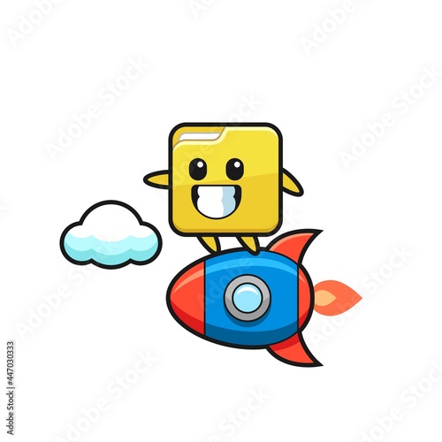 folder mascot character riding a rocket © heriyusuf