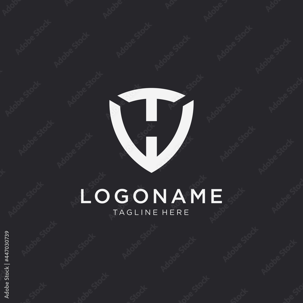 Initial letters TW shield logo design template. black background. Initial letters TW shield logo design template. black background.