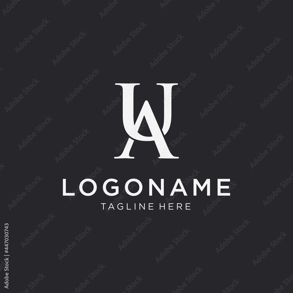 Letter A and U design logo template. black background. Letter A and U design logo template. black background.