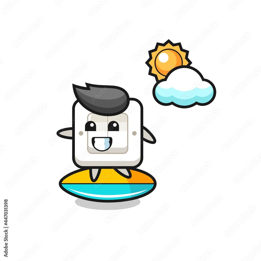 Illustration of light switch cartoon do surfing on the beach Illustration of light switch cartoon do surfing on the beach