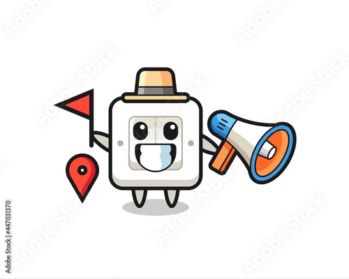 Character cartoon of light switch as a tour guide