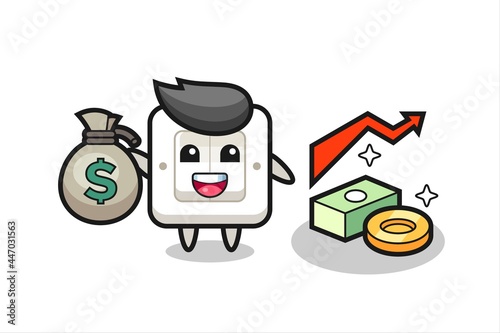 light switch illustration cartoon holding money sack