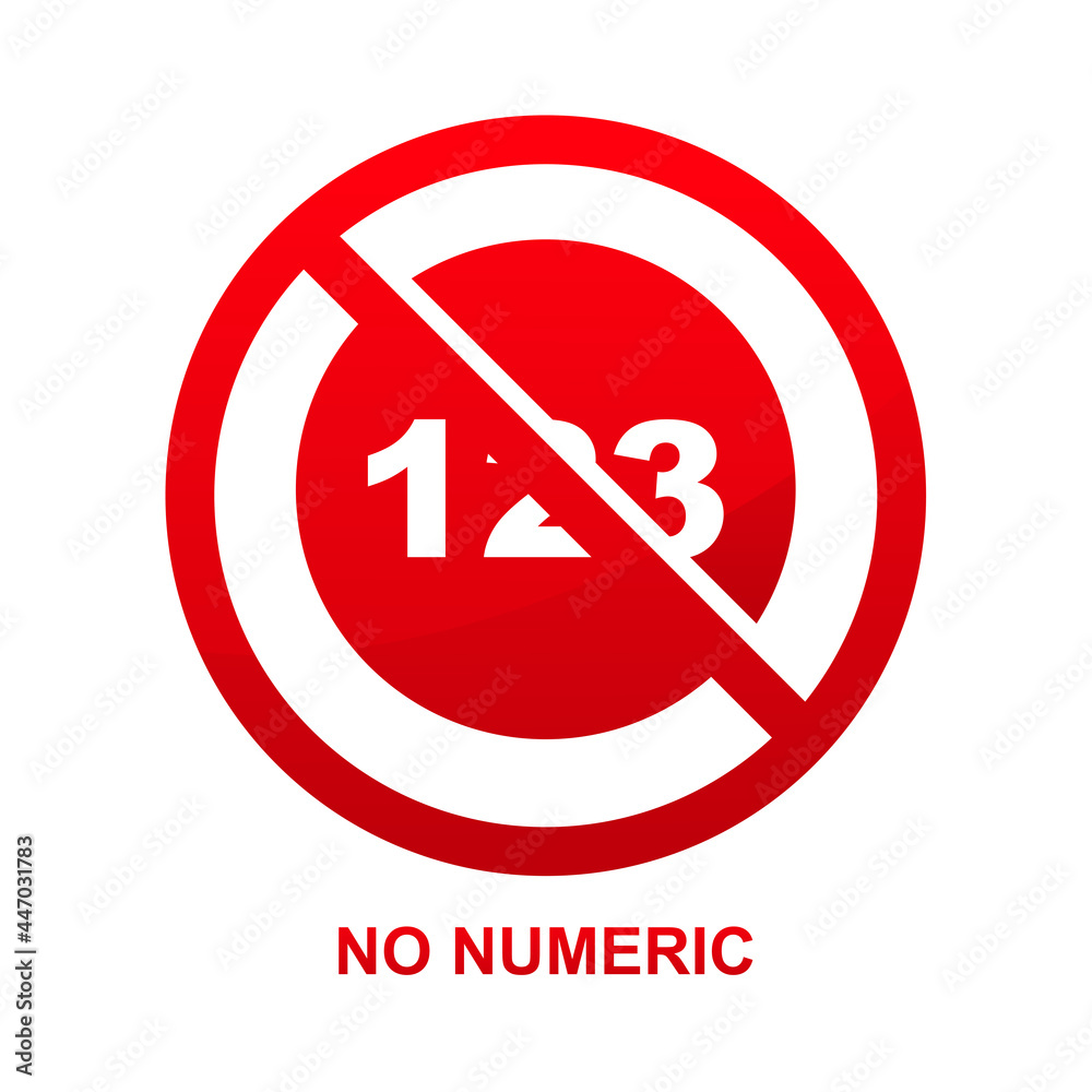 No numeric sign isolated on white background vector illustration