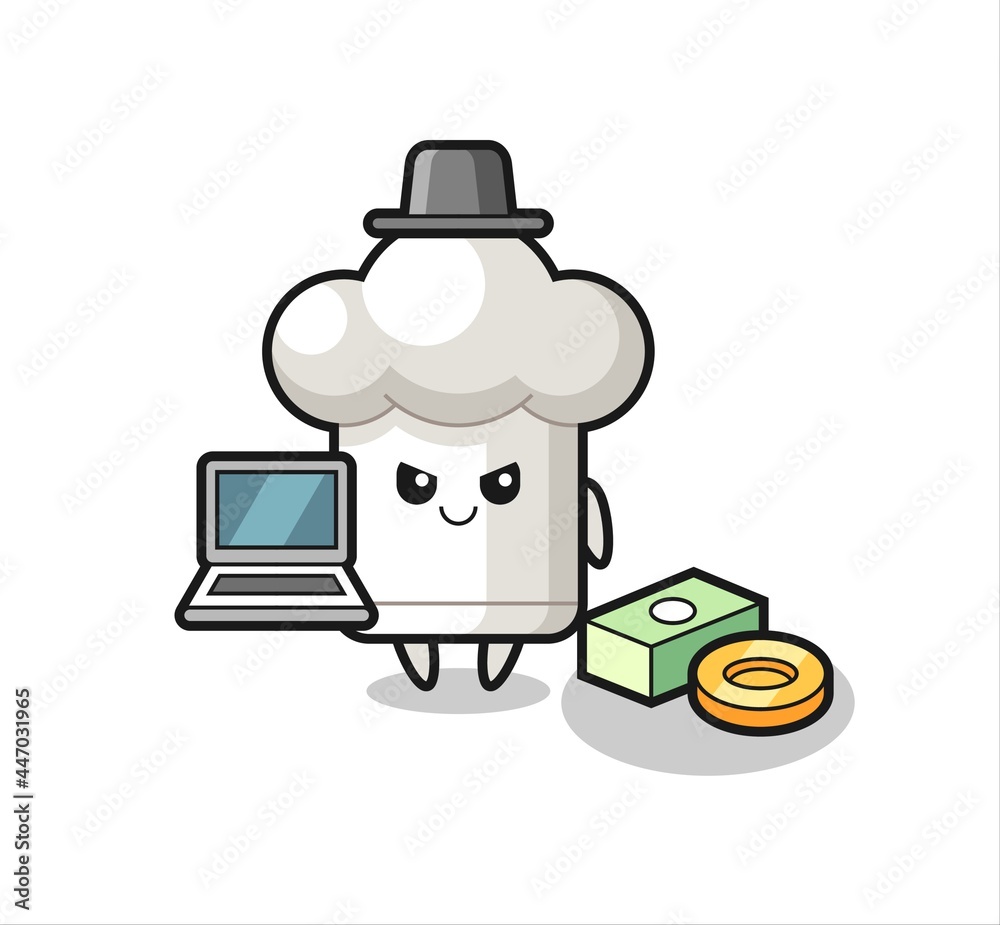 Mascot Illustration of chef hat as a hacker