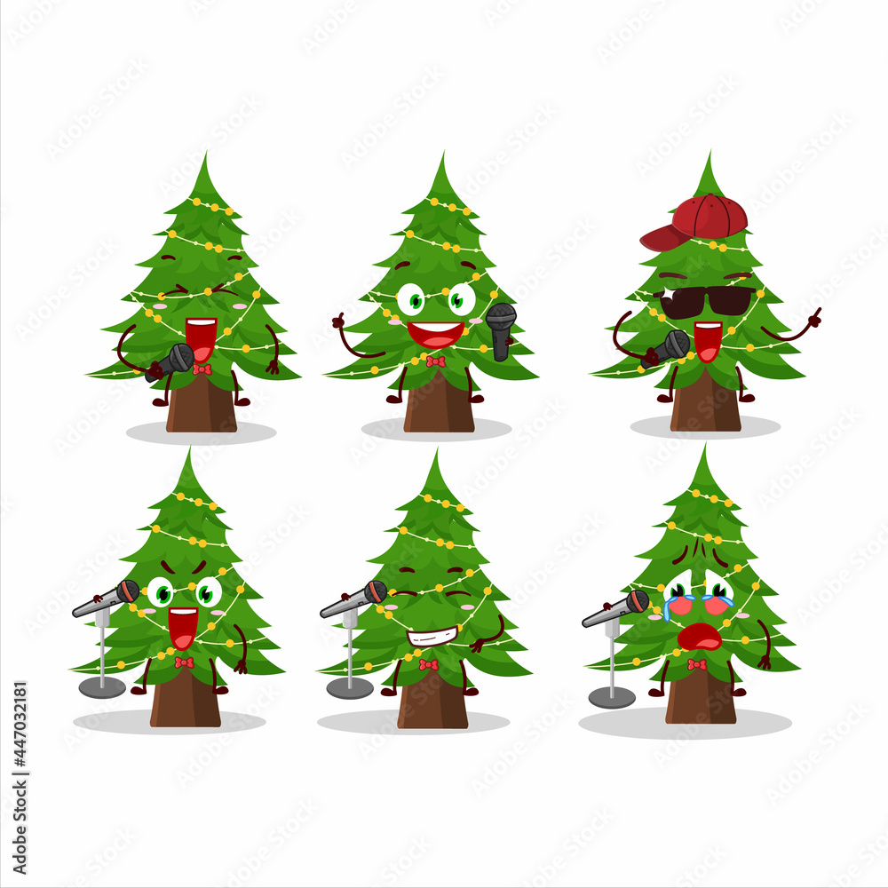 Obraz premium A Cute Cartoon design concept of christmas tree singing a famous song
