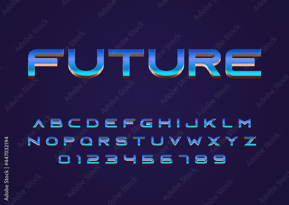 future techno concept style vector font with uppercase and digit number