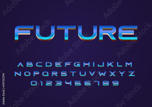 future techno concept style vector font with uppercase and digit number
