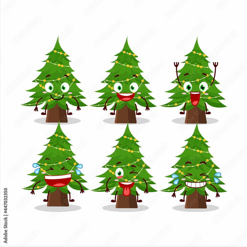 Cartoon character of christmas tree with smile expression