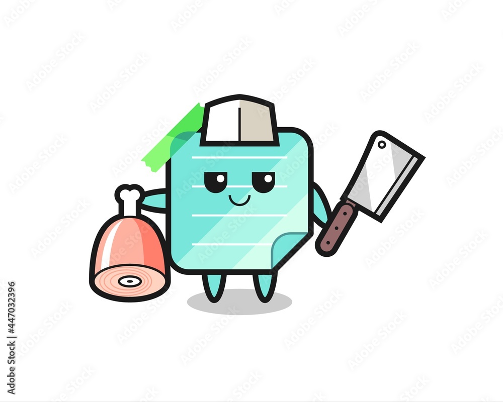 Illustration of sticky notes character as a butcher Illustration of sticky notes character as a butcher