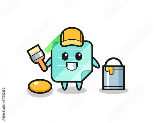 Character Illustration of sticky notes as a painter