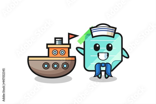 Character mascot of sticky notes as a sailor man