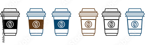 Coffee drinks realistic set with latte and americano isolated vector illustration
