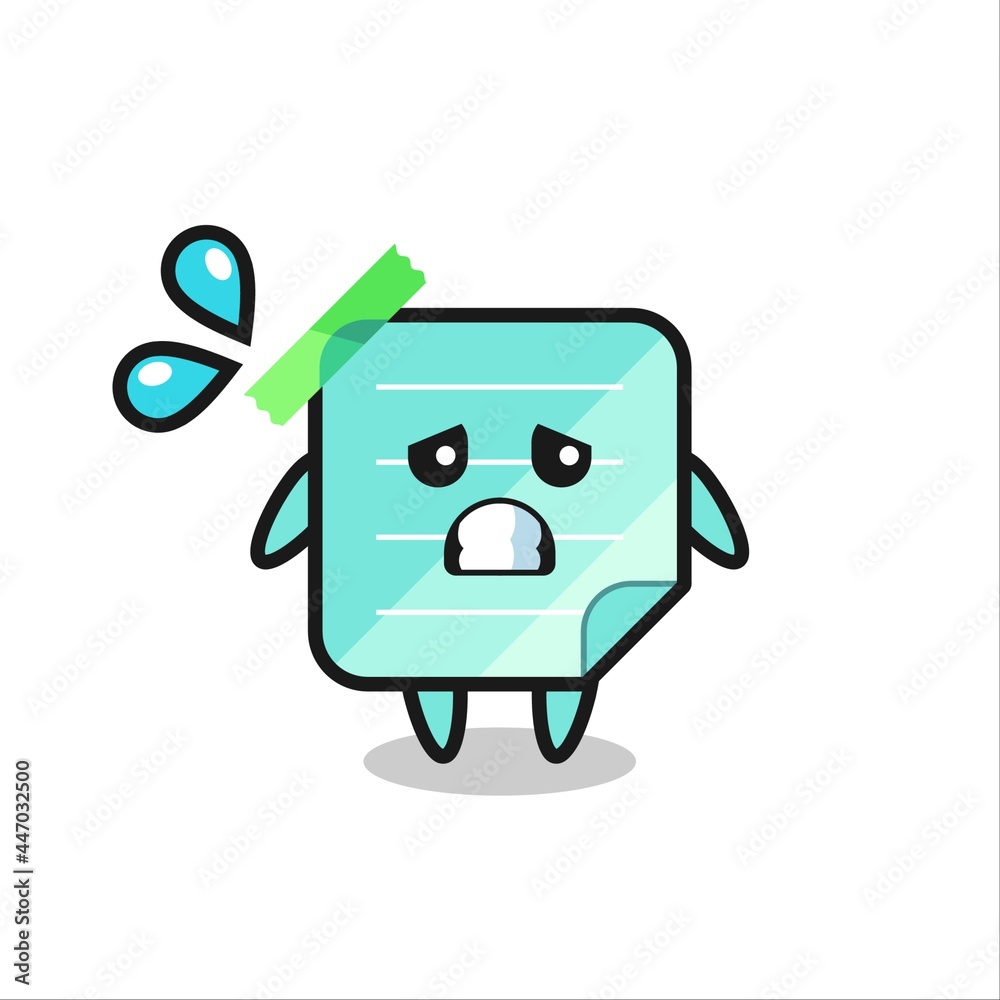 Fototapeta premium sticky notes mascot character with afraid gesture