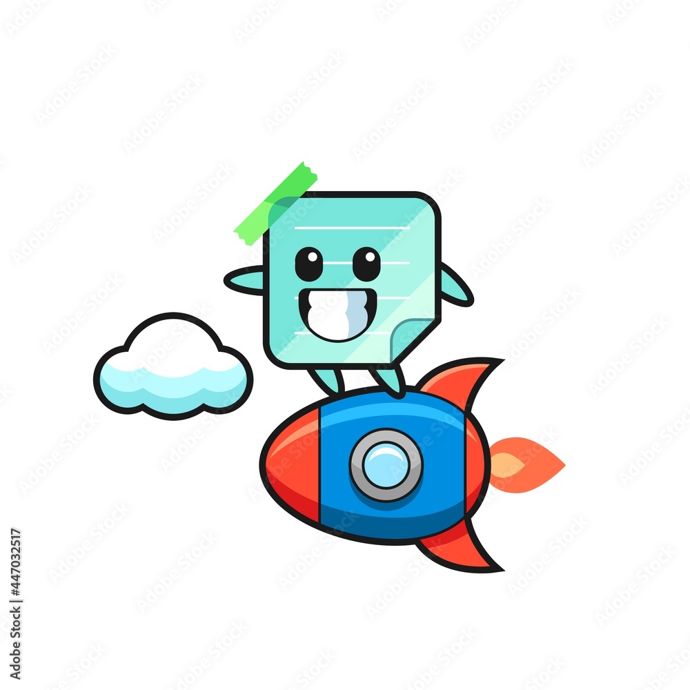 sticky notes mascot character riding a rocket sticky notes mascot character riding a rocket