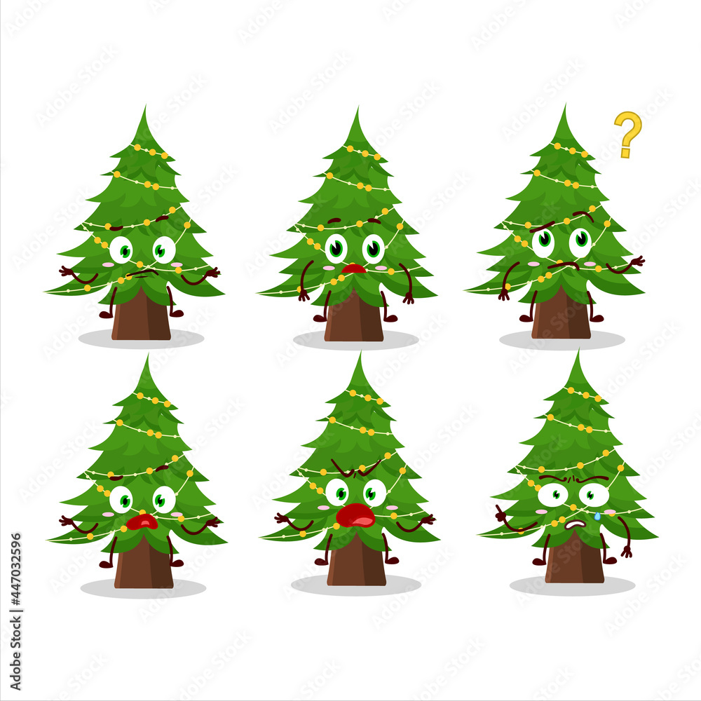 Cartoon character of christmas tree with what expression