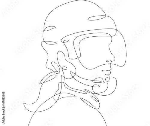 One continuous line
Female character professional athlete hockey player in helmet
One continuous drawing line logo isolated minimal illustration.