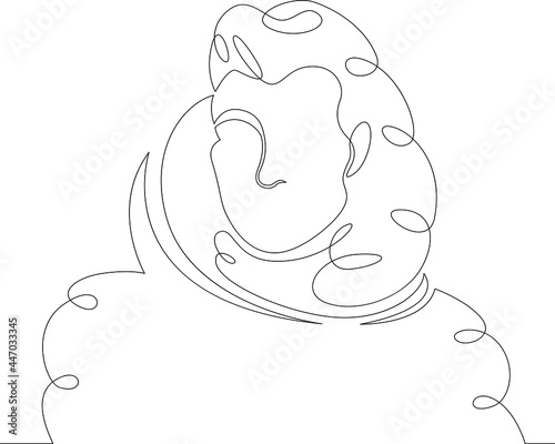 One continuous line
Female character professional astronaut in a spacesuit without a helmet
One continuous drawing line logo isolated minimal illustration.