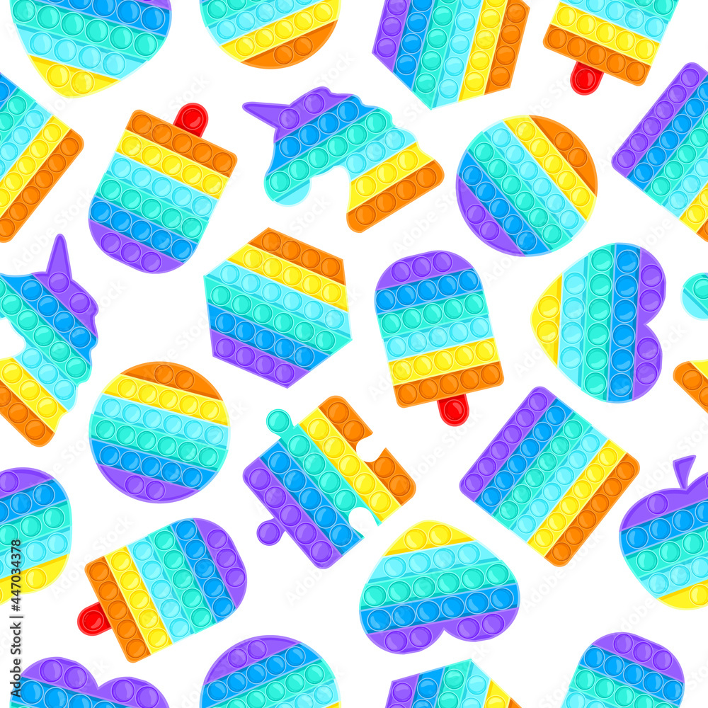 Vecteur Stock Pop it seamless pattern. Antistress pop it silicone
