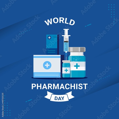 World pharmacist day banner celebration vector illustration