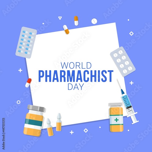 World pharmacist day banner celebration vector illustration