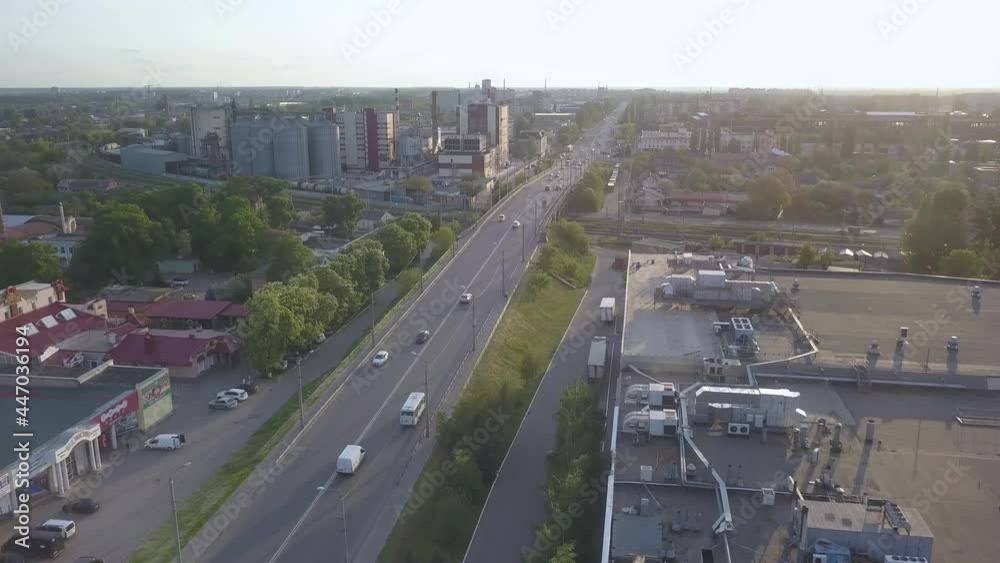 city center sunny day busy traffic street road junction aerial city center sunny day busy traffic street road junction aerial