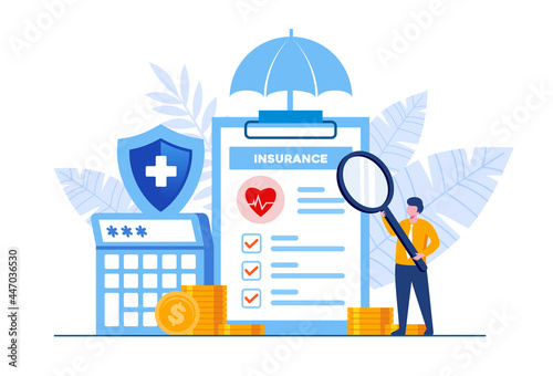 Medical insurance concept flat vector illustration banner and landing page