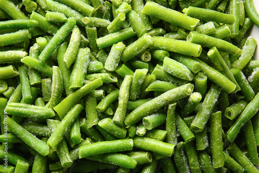 Frozen green beans as background