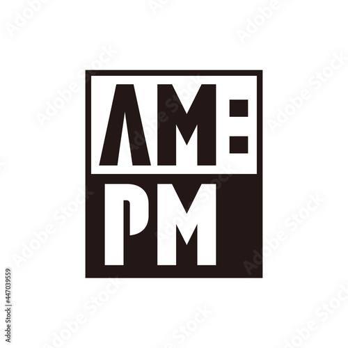 Simple AM and PM comic uppercase font symbol logo style line art illustration design vector