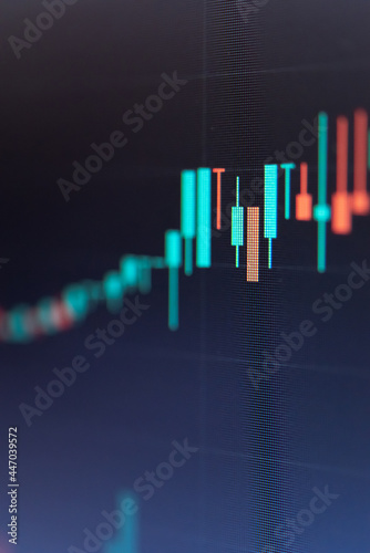 Forex market background, trading on the currency market Forex. Currency exchange rate for world currency: US Dollar, Euro, Frank, Yen. Financial, money, global finance, stock market background.	

