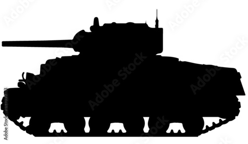 silhouette of a tank Sherman ww2 USA photo