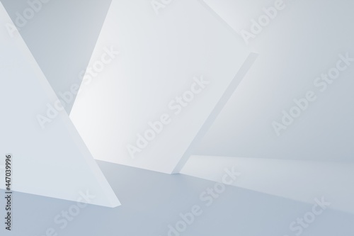 Abstract white Architecture Background. 3d render. Modern Geometric Wallpaper. Futuristic Technology Design