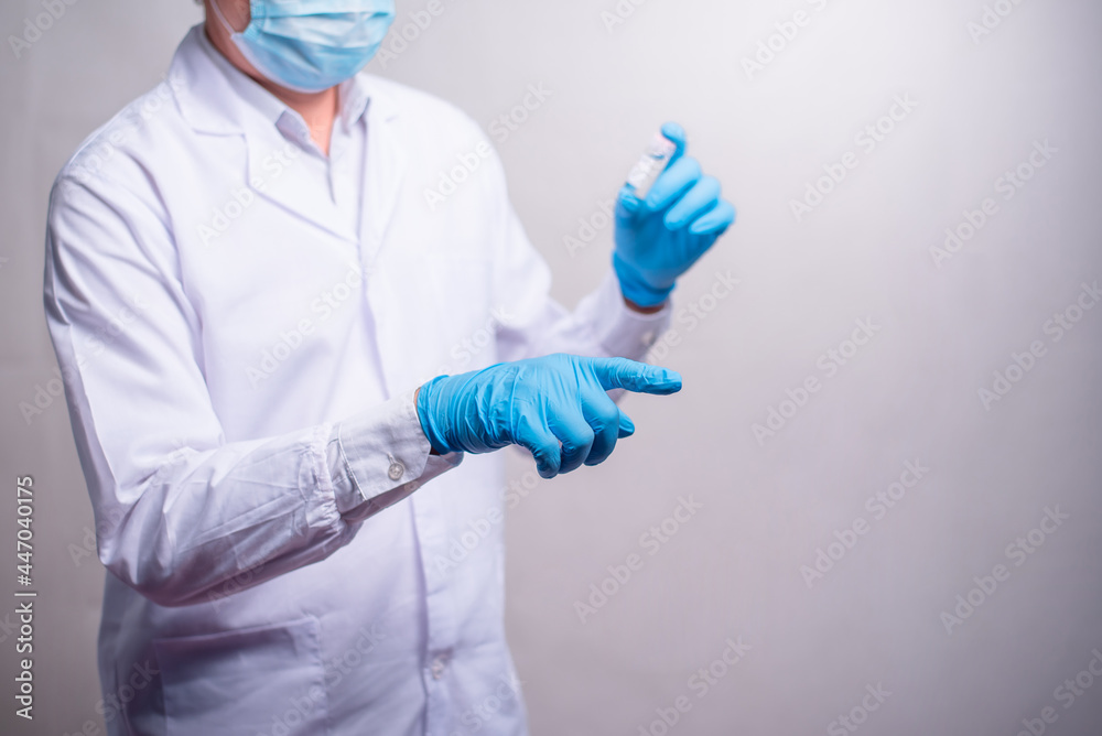 Doctor holding covid vaccine and touch in the air, Medicine and healthcare concept. Doctor holding covid vaccine and touch in the air, Medicine and healthcare concept.