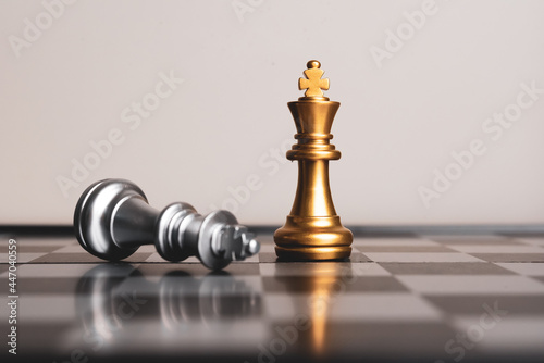 Closeup of chess characters on board games. to represent decision making in term of business strategy to find out the best solution to meet target objective and goal.	
