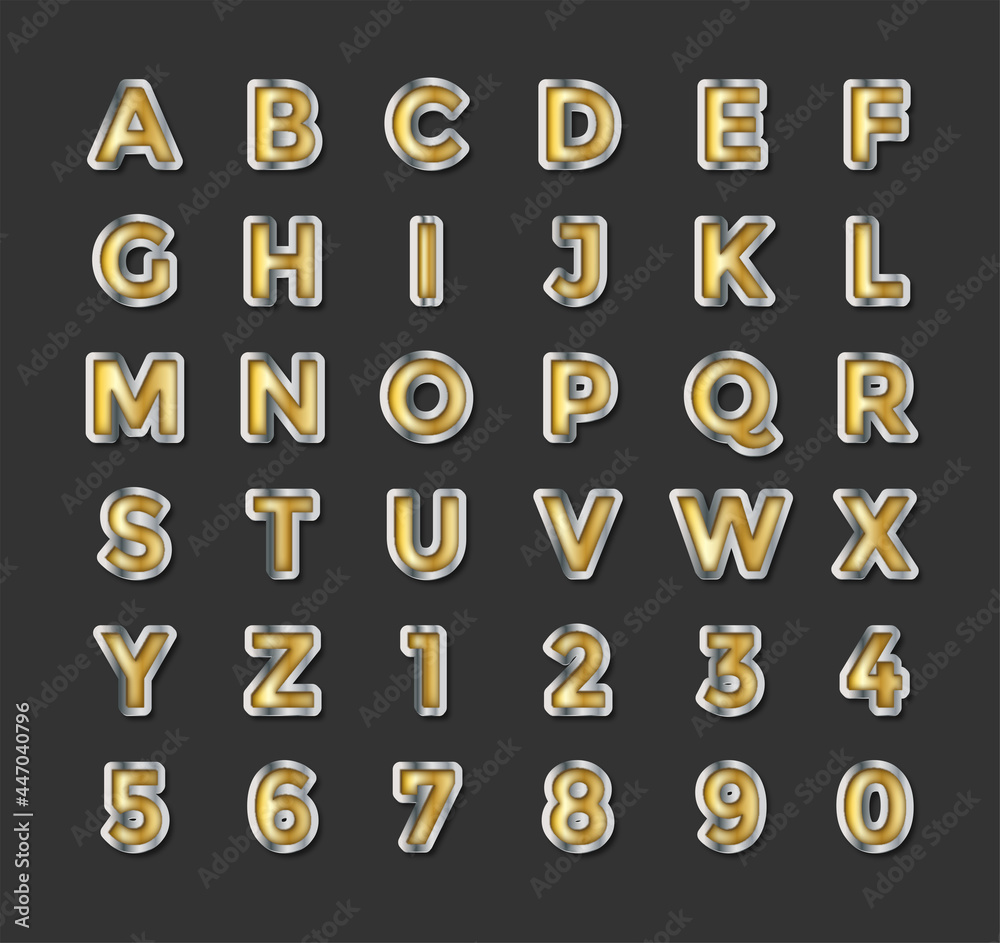silver and gold text effet. vector illustration download
