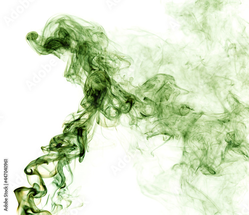 Green smoke on a white background.