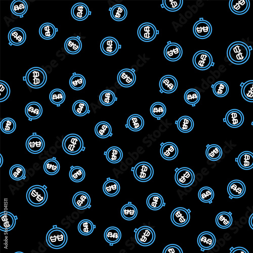 Line No overtaking road traffic icon isolated seamless pattern on black background. Traffic rules and safe driving. Vector
