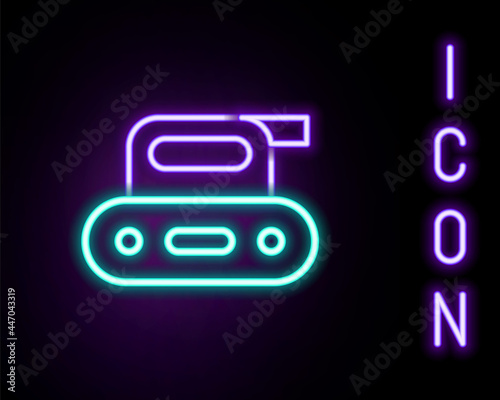 Glowing neon line Electric planer tool icon isolated on black background. Colorful outline concept. Vector