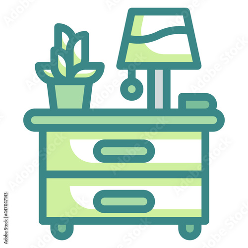 nightstand blue line icon