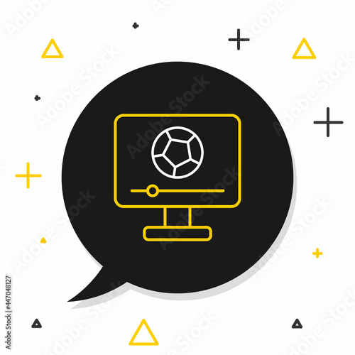 Line Football soccer match on TV icon isolated on white background. Football online concept. Colorful outline concept. Vector