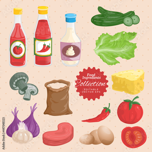 Fast Food Ingredients Illustration Set