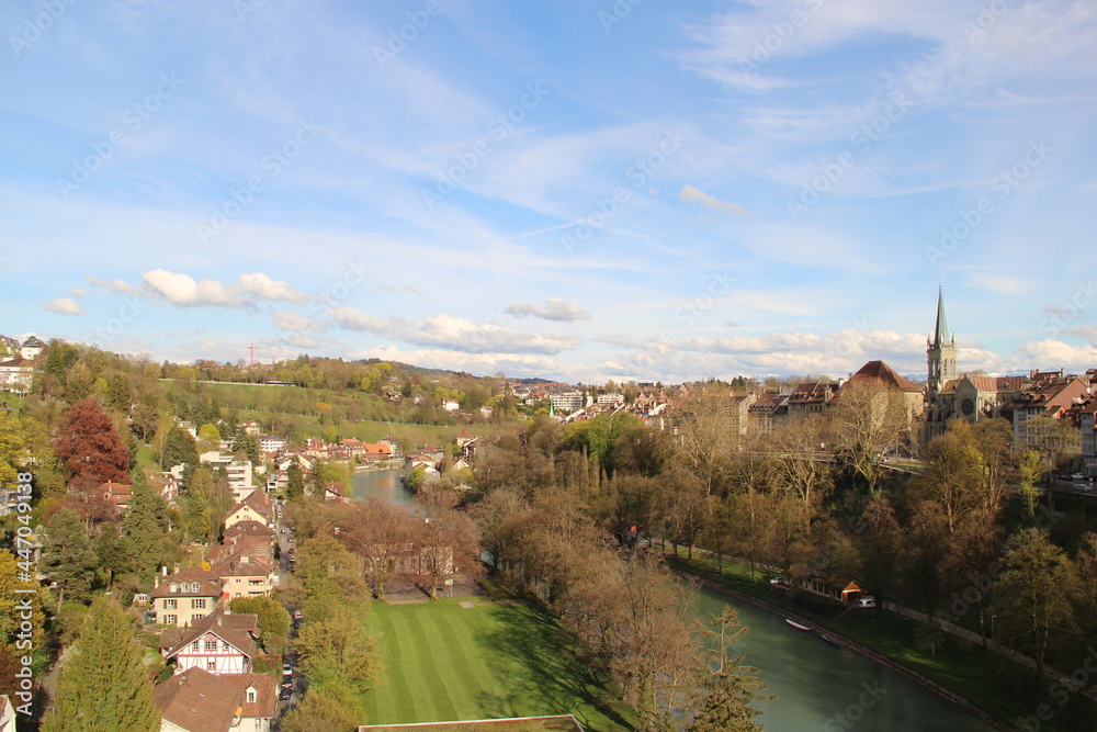 view of the city of Bern in the alps