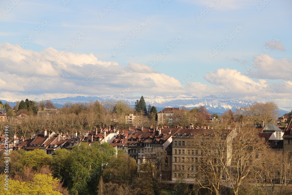 view of the city of Bern in the alps